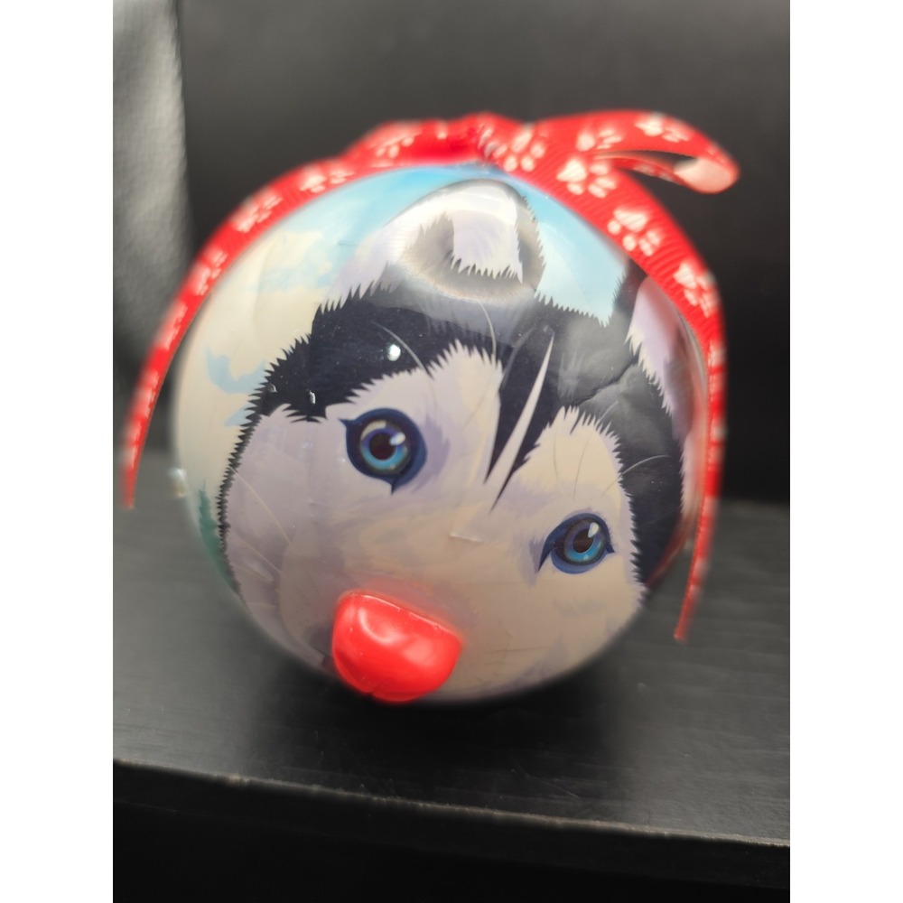 Husky Blinking Christmas Ornament 6 Blinking Colored Lights